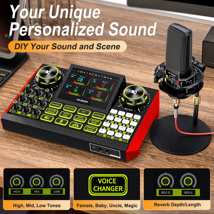 Launch Your Stream: Tenlamp G9-pkpro All-in-One Podcast Bundle | Studio Mic, Live Sound Card, Voice Effects for PC/Phone