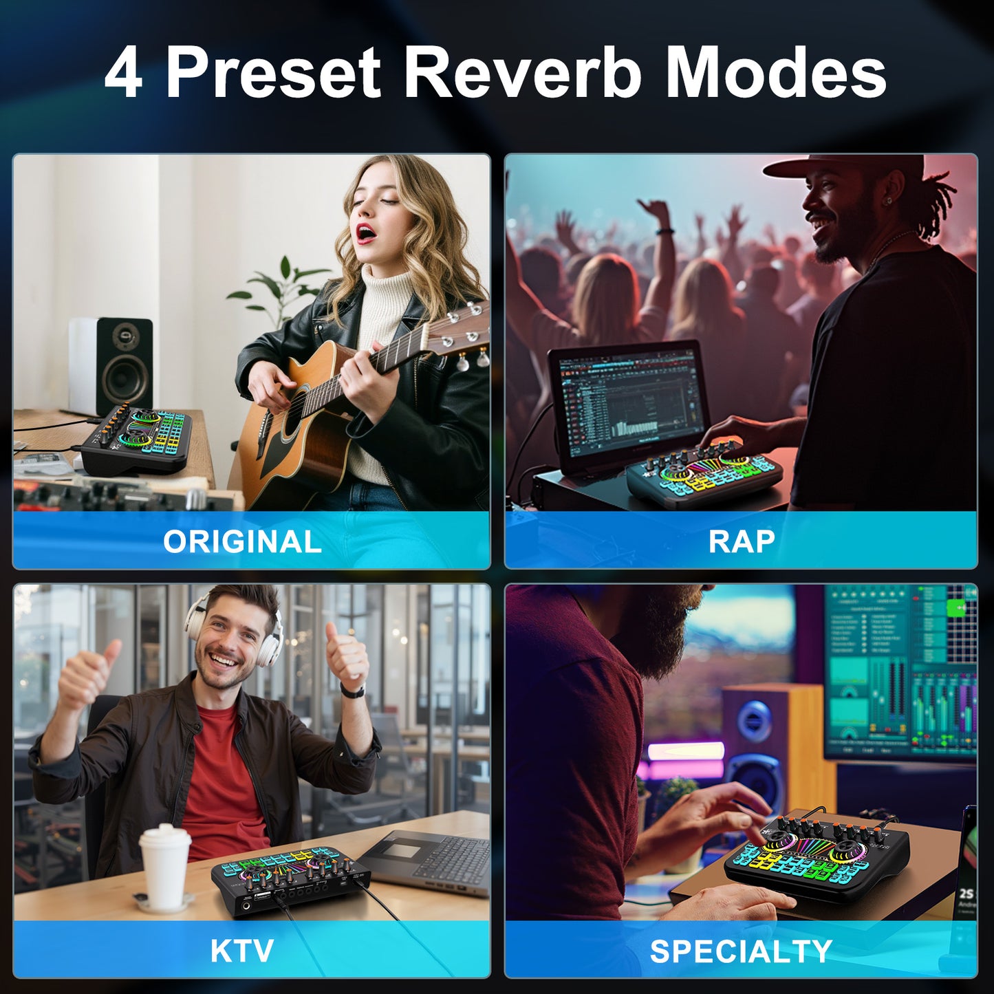 TENLAMP X3 Audio Mixer & Live Sound Card for Streaming | Pro Audio Interface with Voice Changer, Denoise, Supports 3.5mm/6.35mm Dynamic Mics on PC/Phone (Mic Not Included)