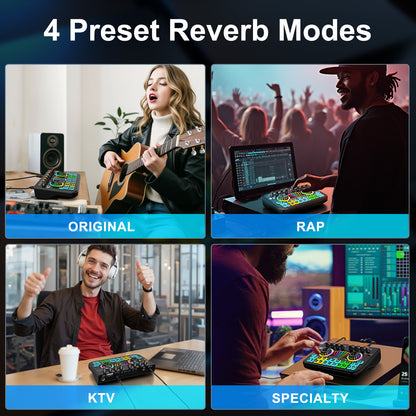 TENLAMP X3 Audio Mixer & Live Sound Card for Streaming | Pro Audio Interface with Voice Changer, Denoise, Supports 3.5mm/6.35mm Dynamic Mics on PC/Phone (Mic Not Included)