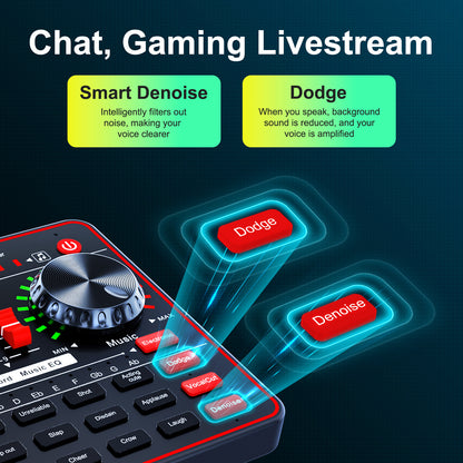 Tenlamp G3-Q8 Audio Interface & Mixer Console for Live Streaming - Sound Card with Voice Effects, Studio Processing for PC, Gaming, Podcast & Music Recording