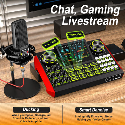 Launch Your Stream: Tenlamp G9-pkpro All-in-One Podcast Bundle | Studio Mic, Live Sound Card, Voice Effects for PC/Phone