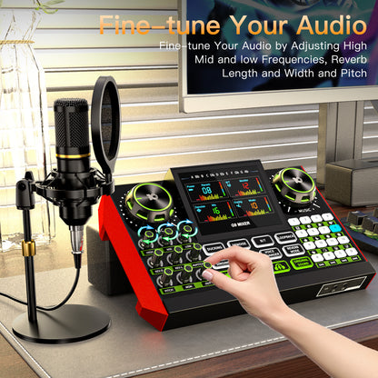 Tenlamp G9-BM800 Podcast Microphone Bundle with Live Sound Card & Audio Mixer | Complete All-in-One Kit for PC/Phone Streaming, Gaming, and Recording