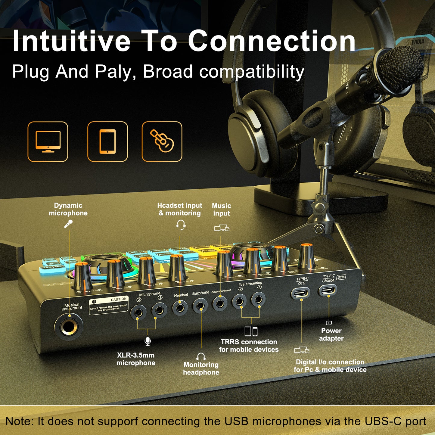 TENLAMP X3-E300 Dual Microphone Bundle: Complete 2-Person Podcast Equipment with Live Sound Card Audio Mixer, 2x 3.5mm Mics, Voice Changer & Denoise for PC/Phone Streaming, Gaming & Singing