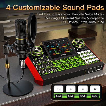 Tenlamp G9-BM800 Podcast Microphone Bundle with Live Sound Card & Audio Mixer | Complete All-in-One Kit for PC/Phone Streaming, Gaming, and Recording