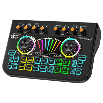 TENLAMP X3 Audio Mixer & Live Sound Card for Streaming | Pro Audio Interface with Voice Changer, Denoise, Supports 3.5mm/6.35mm Dynamic Mics on PC/Phone (Mic Not Included)