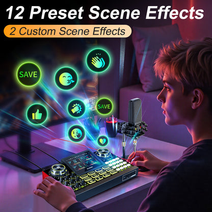 Launch Your Stream: Tenlamp G9-pkpro All-in-One Podcast Bundle | Studio Mic, Live Sound Card, Voice Effects for PC/Phone