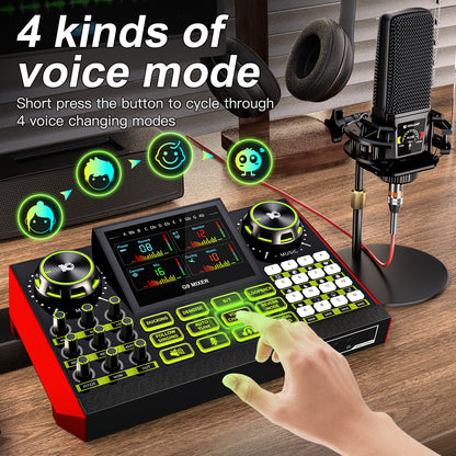 Launch Your Stream: Tenlamp G9-pkpro All-in-One Podcast Bundle | Studio Mic, Live Sound Card, Voice Effects for PC/Phone