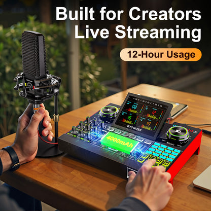 TENLAMP G10-pkpro Podcast & Recording Bundle: Professional Broadcast Kit with Studio Condenser Microphone, Live Sound Card Mixer, Denoise & Voice Changer for PC, Gaming, Streaming