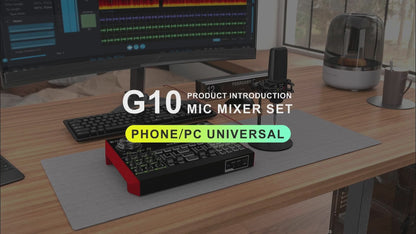 TENLAMP G10-pkpro Podcast & Recording Bundle: Professional Broadcast Kit with Studio Condenser Microphone, Live Sound Card Mixer, Denoise & Voice Changer for PC, Gaming, Streaming