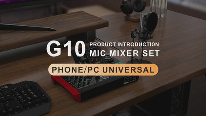 TENLAMP G10-P15 All-in-One Podcast Equipment: Live Sound Card Audio Mixer with 3.5mm Condenser Microphone, Voice Changer Sound Board for PC/Phone Streaming, Singing & Gaming.