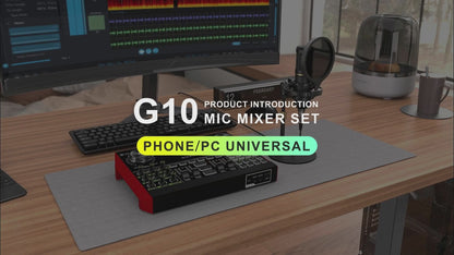 ENLAMP G10-BM800 Microphone with Live Sound Card & Audio Mixer. Complete Equipment for PC/Phone Streaming, Gaming, YouTube & Voice-Over Recording. Features Denoise & Voice Changer.
