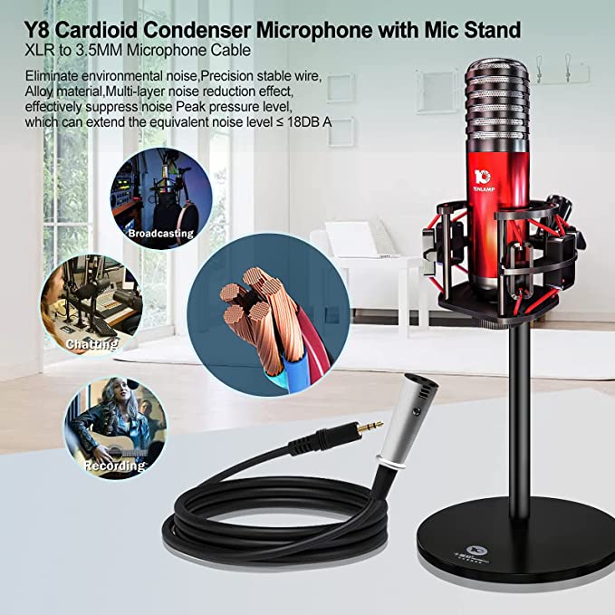 Audio Interface Live Sound Card DJ Mixer Kit for 3.5mm XLR Condenser Microphone Voice Changer for Guitar Studio Recording Broadcasting Streaming Gaming YouTube for Cellphone PC Computer Mac Laptop